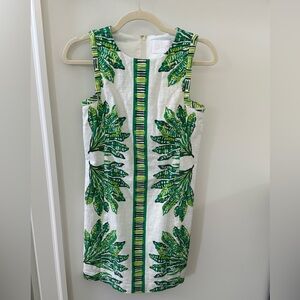 Lilly Pulitzer Devyn Green and White Leaf Print Shift Dress